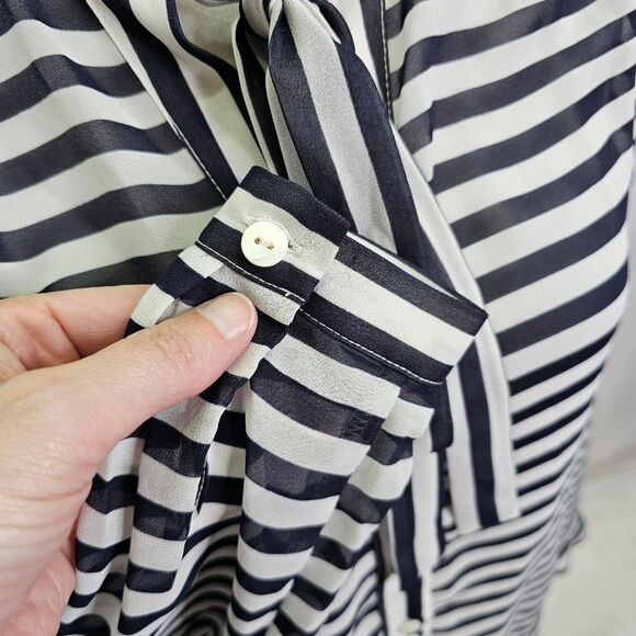 Urban Outfitters Coincidence & Chance Blue Striped Tie Neck Blouse Size XS - Picture 4 of 10